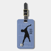 サッカーの選手分野のモノグラム ラゲッジタグ (正面縦)