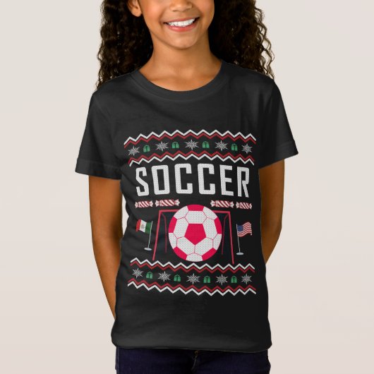 サッカーの醜いクリスマスセーター Tシャツ (正面)