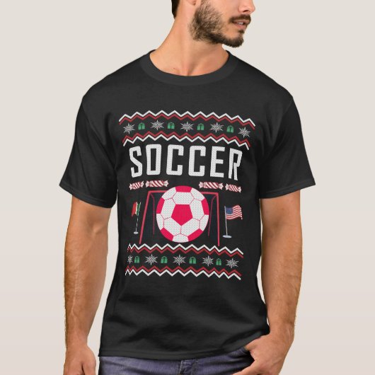 サッカーの醜いクリスマスセーター Tシャツ (正面)