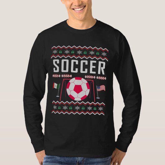 サッカーの醜いクリスマスセーター Tシャツ (正面)
