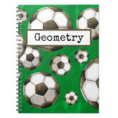 サッカーの野球緑のサッカーボールの主題 ノートブック (正面)