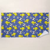 サッカーの雛パターン ビーチタオル (正面)