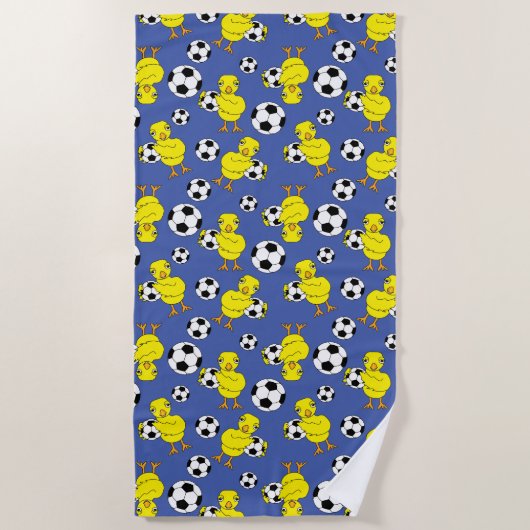サッカーの雛パターン ビーチタオル (正面)