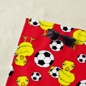 サッカーの雛パターン ビーチタオル (インサイチュ)