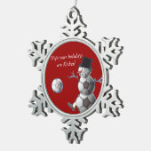 サッカーの雪だるま スノーフレークピューターオーナメント (右)