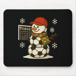サッカーの雪だるま 楽しいクリスマス Xmas かわいい男の子 キッズ マウスパッド