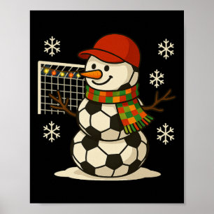 サッカーの雪だるま 楽しいクリスマス Xmas かわいい男子 キッズ ポスター