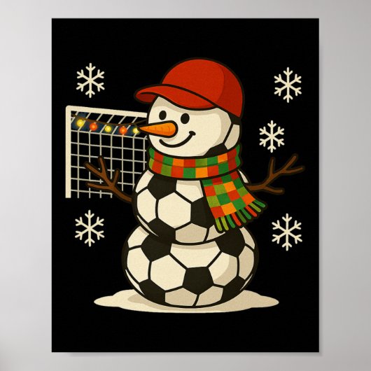 サッカーの雪だるま 楽しいクリスマス Xmas かわいい男子 キッズ ポスター (正面)