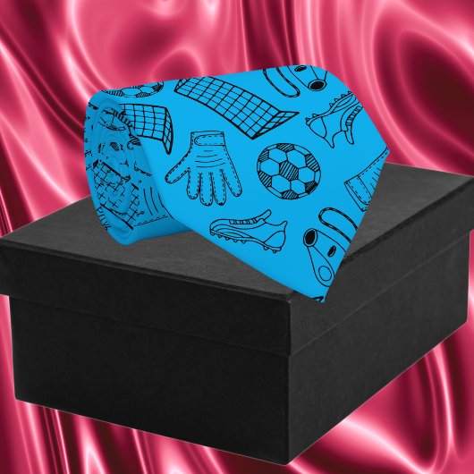 サッカーの青い装備のパターン ネクタイ