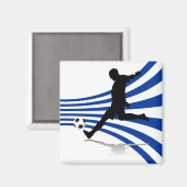 サッカーの青白 マグネット (正面/裏面)