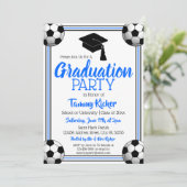 サッカーの青黒の卒業式パーティー 招待状 (スタンド正面)