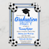 サッカーの青黒の卒業式パーティー 招待状 (正面/裏面)