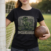 サッカーの面白い恐竜ゴールキーパー Tシャツ