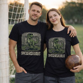 サッカーの面白い恐竜ゴールキーパー Tシャツ