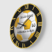 サッカーの黒と金ゴールドの時計 ラージ壁時計 (傾斜)