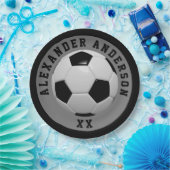 サッカーの黒の名前とジャージーの個人設定 ペーパープレート (パーティー)