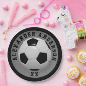 サッカーの黒の名前とジャージーの個人設定 ペーパープレート (パーティー)