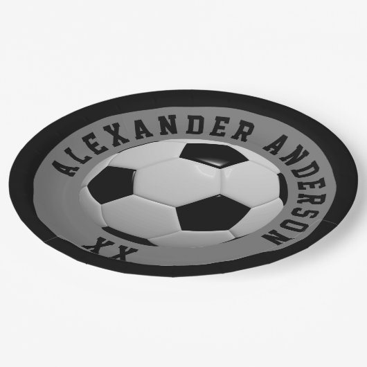 サッカーの黒の名前とジャージーの個人設定 ペーパープレート (アングル)