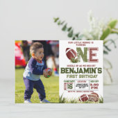 サッカーの1年下り写真誕生日パーティー 招待状 (スタンド正面)