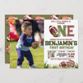 サッカーの1年下り写真誕生日パーティー 招待状 (正面/裏面)