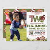 サッカーの2年連続フォトバースデーパーティー 招待状 (正面/裏面)