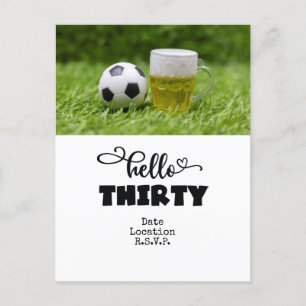サッカーの30th誕生日カードとボールが緑 ポストカード