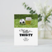 サッカーの30th誕生日カードとボールが緑 ポストカード (スタンド正面)