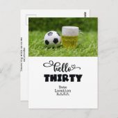 サッカーの30th誕生日カードとボールが緑 ポストカード (正面/裏面)