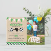 サッカーの4回目の誕生日の写真 招待状 (スタンド正面)