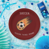 サッカーの「モノをのまわりに吸う」紙プレート ペーパープレート (パーティー)