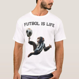 サッカーの「Futbol Is Life」チンパンジー Tシャツ