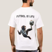 サッカーの「Futbol Is Life」チンパンジー Tシャツ (裏面)
