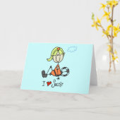 サッカーのTシャツと贈り物が好きな女の子 カード (黄色い花)