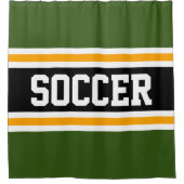 サッカーはっきりしたの陸上の緑の黒い黄色ストライプ色 シャワーカーテン (正面)