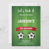 サッカーはっきりしたパーティーテーマ子供へ 招待状 (正面)