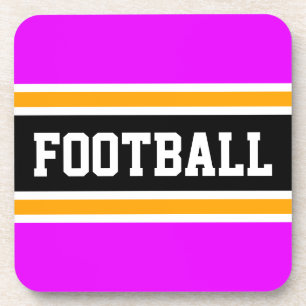 サッカーはっきりしたブライトピンクイエローブラックストライプサッカー コースター