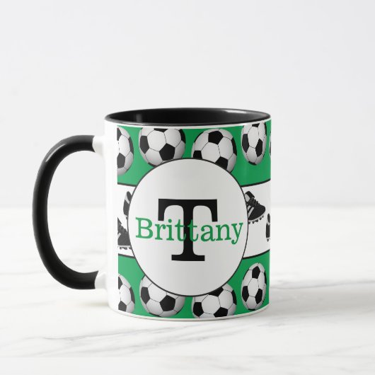 サッカーはカスタマイズ可能加えます一流のコーヒー・マグを遊ばします マグカップ (左)