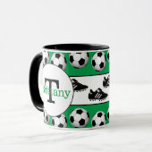 サッカーはカスタマイズ可能加えます一流のコーヒー・マグを遊ばします マグカップ (正面左)