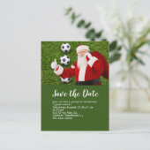 サッカーはクリスマスの日付ボールを保存パーティー ポストカード (スタンド正面)