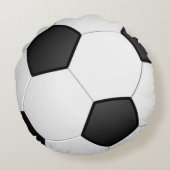 サッカーは名前、数、あなたのテキストカラーを置きます ラウンドクッション (裏面)