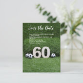 サッカーは日付ボール60th誕生日パーティーを保存する ポストカード (スタンド正面)