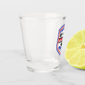 サッカーは私のシーズお気に入りのンロゴブルーレッドブラック ショットグラス (左)