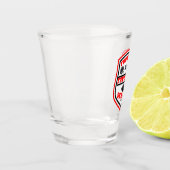 サッカーは私のシーズンお気に入りのロゴ赤ブラック ショットグラス (左)