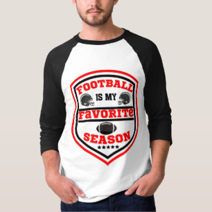 サッカーは私のシーズンお気に入りのロゴ赤ブラック Tシャツ