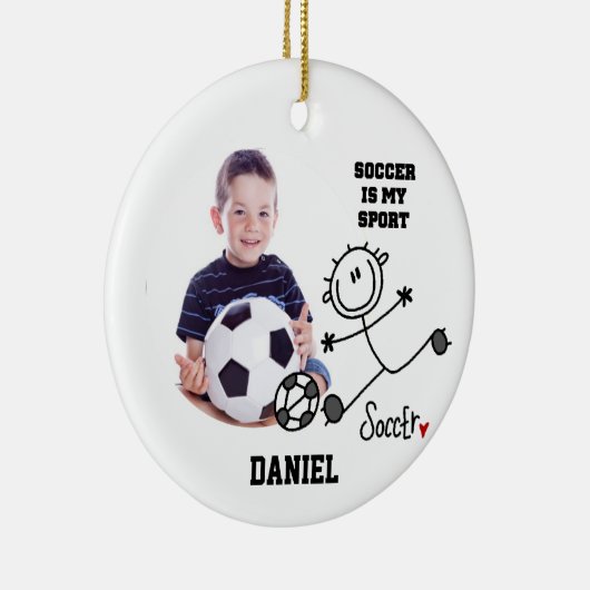 サッカーは私のスポーツ写真オーナメント セラミックオーナメント (右)