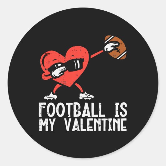 サッカーは私のバレンタインハートDab男の子の男性T ラウンドシール (正面)