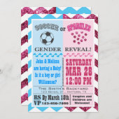 サッカーまたはスパークルズのジェンダーリビール招待状 招待状 (正面/裏面)