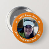 サッカーまたはスポーツスポーツスピリットフォトオレンジ 缶バッジ (正面&裏面)