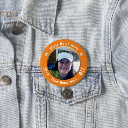 サッカーまたはスポーツスポーツスピリットフォトオレンジ 缶バッジ (インサイチュ)
