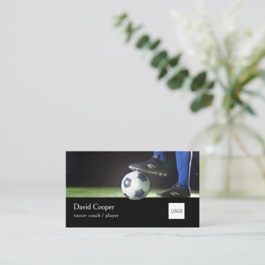 サッカーまたはフットボールのコーチまたはプレーヤーの名刺 名刺 (スタンド正面)